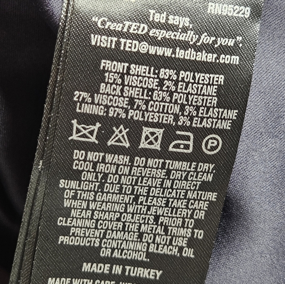 Ted Baker Textured Dress Navy Blue Zipper Front Size 8 NEW - Picture 10 of 11